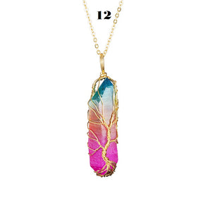 Rainbow Stone Tree of life Necklace