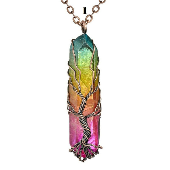 Rainbow Stone Tree of life Necklace